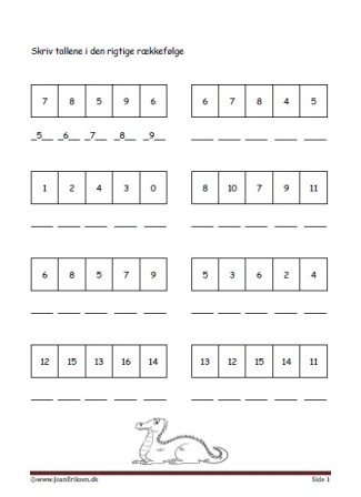 Elevopgave til undervisning i talrækken i matematik. Drage.