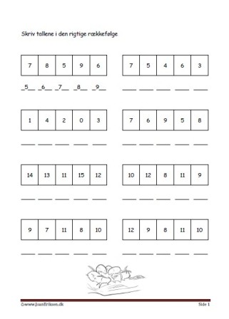 Elevopgave til undervisning i talrækken i matematik. Rede.