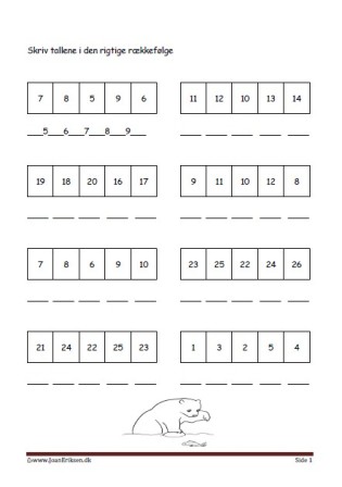 Elevopgave til undervisning i talrækken i matematik. Bjørn.