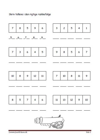 Elevopgave til undervisning i talrækken i matematik. Kanoner.