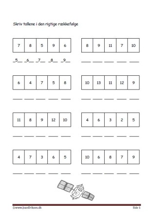 Elevopgave til undervisning i talrækken i matematik. Rummet.