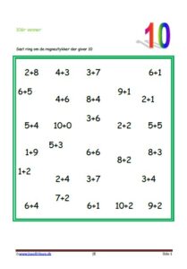 Elevopgave til matematik undervisningen. 10ér venner.