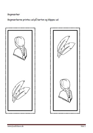 Bogmærker der kan males eller farvelægges, Undervisning i billedkunst og temaet indianer.