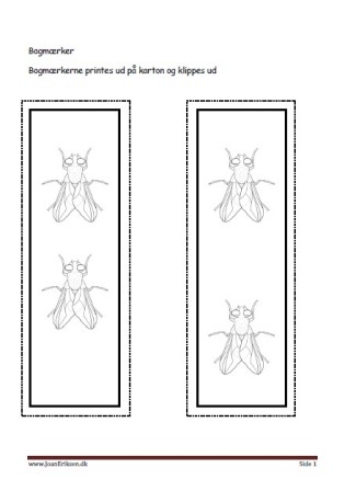 Bogmærker der kan males eller farvelægges, Undervisning i billedkunst og temaerne sommer og insekter.