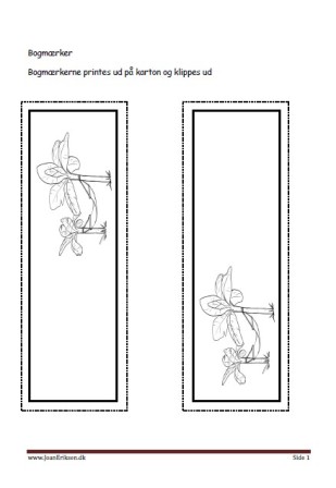Bogmærker der kan males eller farvelægges, Undervisning i billedkunst og temaerne eventyr og pirater og sørøver.