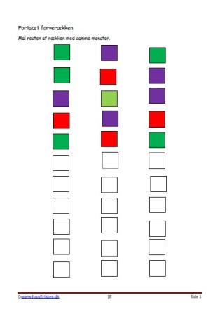 Elevopgave til matematik undervisningen. Mønster og rækkefølge.