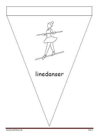 Vimpel til ophængning i klasseværelset. Undervisning i temaet cirkus.