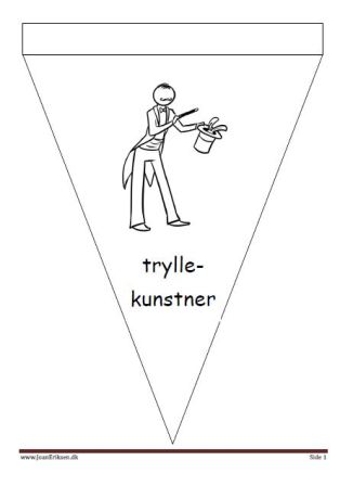 Vimpel til ophængning i klasseværelset. Undervisning i temaet cirkus.