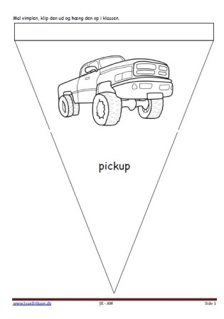 Vimpel til ophængning i klasseværelset. Undervisning i temaet transport.