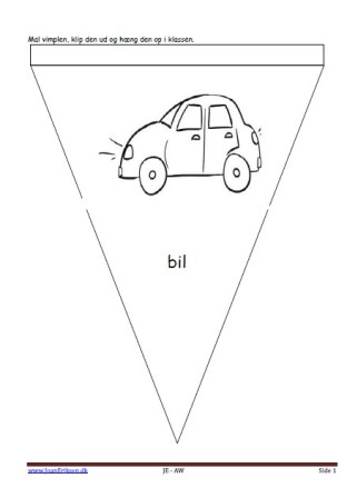 Vimpel til ophængning i klasseværelset. Undervisning i temaet transport.