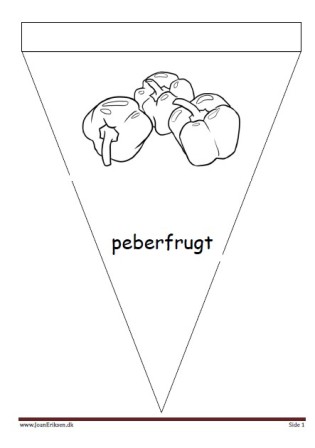 Vimpel til ophængning i klasseværelset. Undervisning i temaerne frugt og grønt og mad.