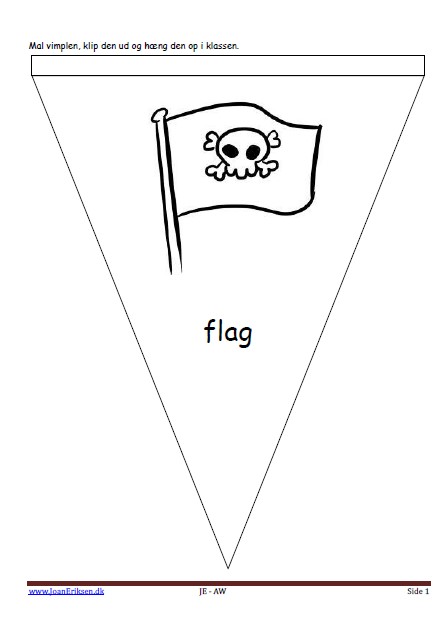 Vimpel til ophængning i klasseværelset. Undervisning i temaet pirater og sørøver.