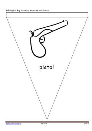 Vimpel til ophængning i klasseværelset. Undervisning i temaet pirater og sørøver.