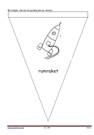 Vimpel til ophængning i klasseværelset. Undervisning i temaet rummet.