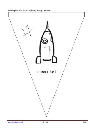 Vimpel til ophængning i klasseværelset. Undervisning i temaet rummet.