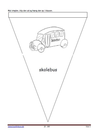 Vimpel til ophængning i klasseværelset. Undervisning i temaet transport.