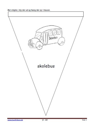 Vimpel til ophængning i klasseværelset. Undervisning i temaet transport.