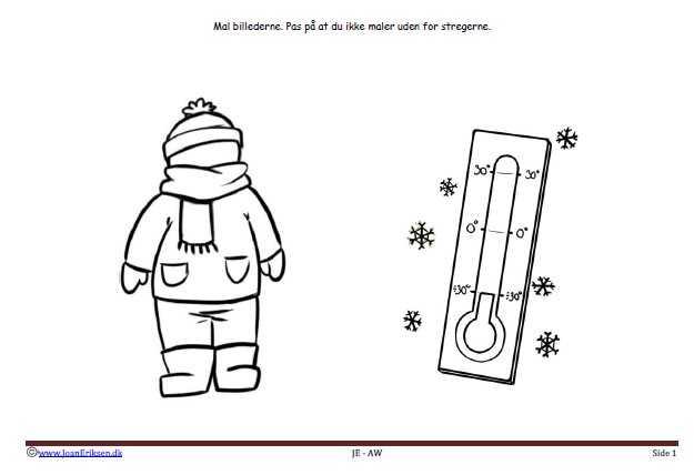 Maleside til brug i undervisningen til temaerne Vinter. mennesket.