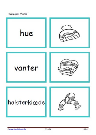 Memory / huskespil til undervisningen i dansk og temaet vinter