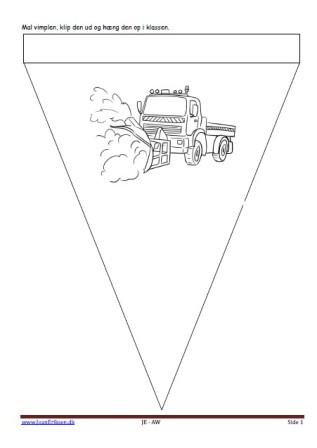 Vimpel til ophængning i klasseværelset. Undervisning i temaerne vinter og transport.