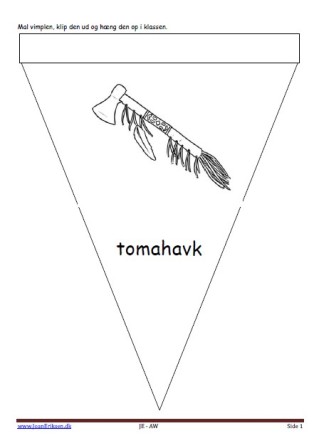 Vimpel til ophængning i klasseværelset. Undervisning i temaet indianer.