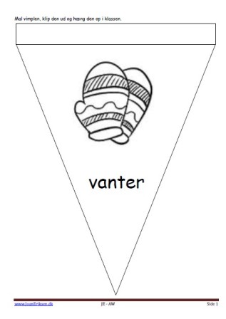 Vimpel til ophængning i klasseværelset. Undervisning i temaet vinter.