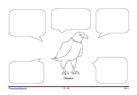 Skriveark med talebobler til undervisning i havørn og Grønland.