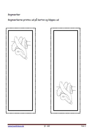 Bogmærker der kan males eller farvelægges, Undervisning i billedkunst og temaerne Krybdyr og smådyr, skoven og zoologisk have.