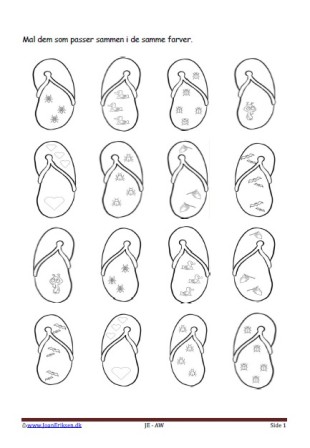 Mal dem som er ens i samme farve. Undervisning i indskolingen og mellemtrinnet.