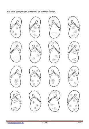 Mal dem som er ens i samme farve. Undervisning i indskolingen og mellemtrinnet.