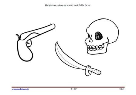 Maleside til brug i undervisningen til temaerne Pirater og sørøver.