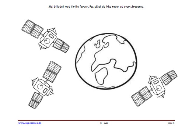 Maleside til brug i undervisningen til temaerne Jorden Satellit