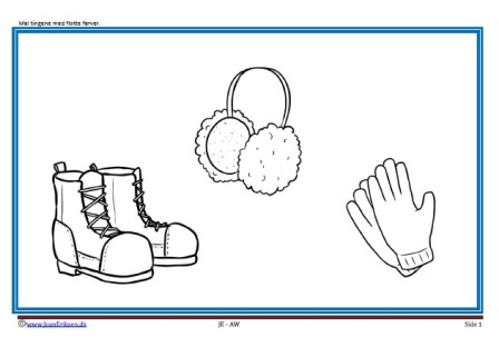 Maleside til brug i undervisningen til temaerne vinter og tøj