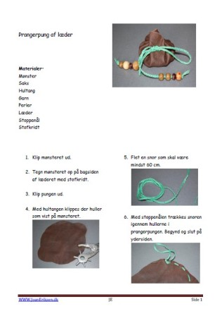 Vejledning til Lille pung i læder og skind kan laves i håndværk og design og til temaerne Grønland og Indianer.