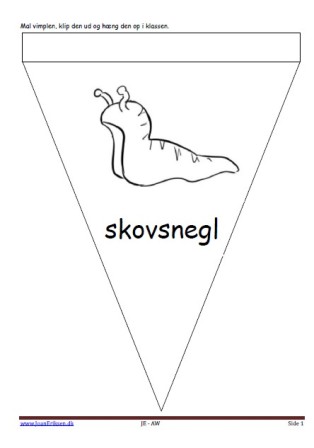 Vimpel til ophængning i klasseværelset. Undervisning i temaerne Krybdyr og smådyr, skoven.