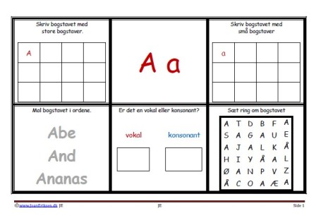 5 elev opgaver til træning af dagens bogstaver.