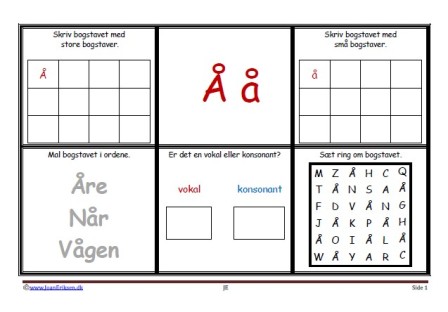 5 elev opgaver til træning af dagens bogstaver.