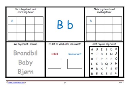 5 elev opgaver til træning af dagens bogstaver.