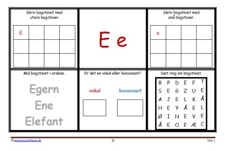 5 elev opgaver til træning af dagens bogstaver.