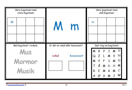 5 elev opgaver til træning af dagens bogstaver.