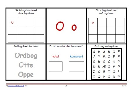 5 elev opgaver til træning af dagens bogstaver.