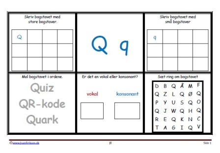 5 elev opgaver til træning af dagens bogstaver.