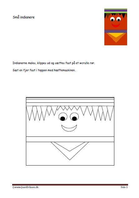 Klip og klister opgaver til temaet indianer.