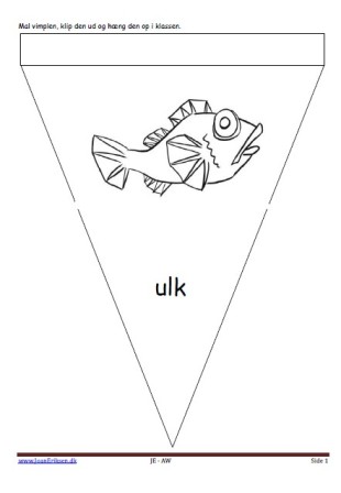 Vimpel til ophængning i klasseværelset. Undervisning i temaerne fisk og havdyr, Grønland.