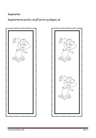 Bogmærker der kan males eller farvelægges, Undervisning i billedkunst og temaerne eventyr, havet,
