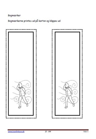 Bogmærker der kan males eller farvelægges, Undervisning i billedkunst og temaet efterår, mennesket, vejret.