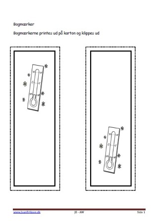 Bogmærker der kan males eller farvelægges, Undervisning i billedkunst og temaerne Vinter,