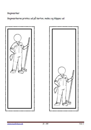 Bogmærker der kan males eller farvelægges, Undervisning i billedkunst og temaerne skole, erhverv.