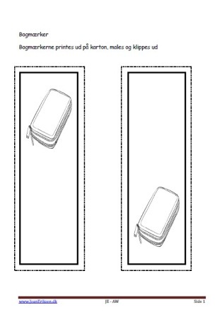 Bogmærker der kan males eller farvelægges, Undervisning i billedkunst og temaerne skole, penalhus.