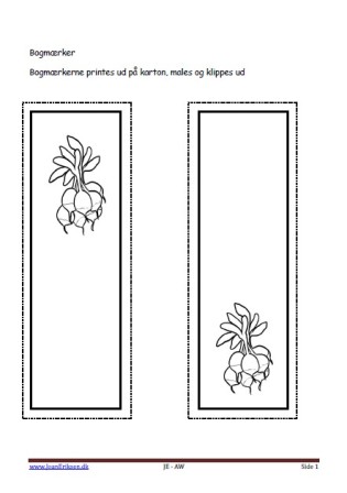 Bogmærker der kan males eller farvelægges, Undervisning i billedkunst og temaerne Landbrug, mad.